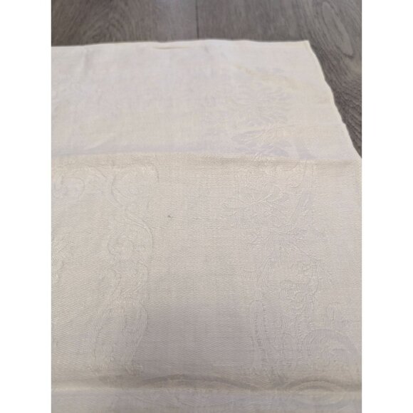 Set Of 6 Vintage White Damask Cloth Napkins 20" Square Floral Pattern Cotton-Lin - Picture 3 of 4